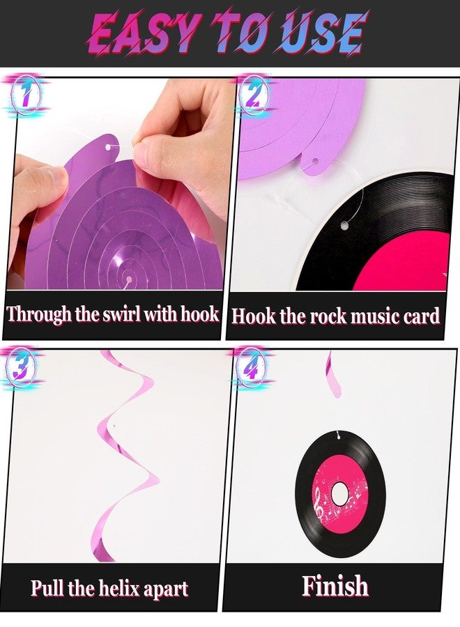 ojustbeok 27pcs Rock Themed Party Decorations Set Born to Rock Music Banner Hanging Swirls and Honeycomb Centerpieces Music Theme Party Decor for Happy Birthday Kids Baby Shower Record Party Supplies Favor - Image 4